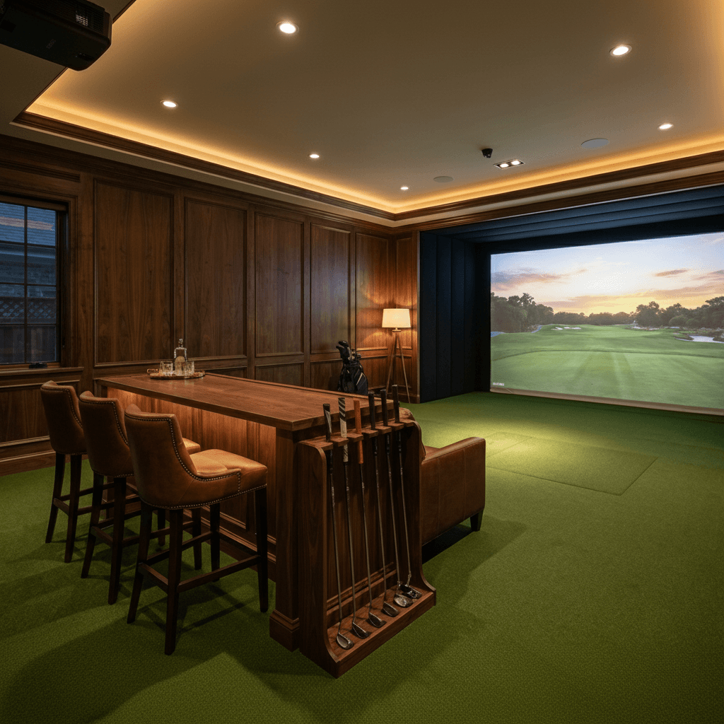 Golf simulator room layout — architectural plans for a home simulator build